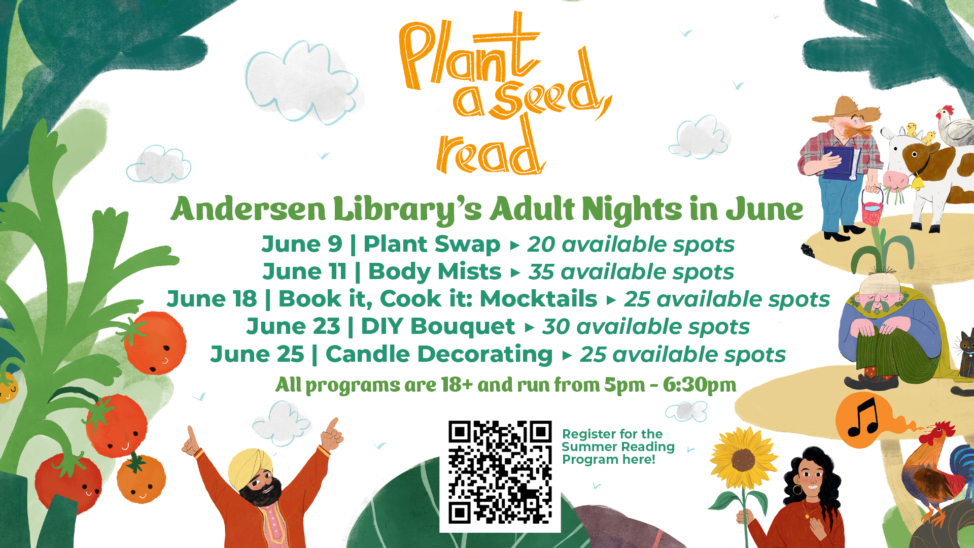 June Library Adult Events - call 671-366-4291 for more information.